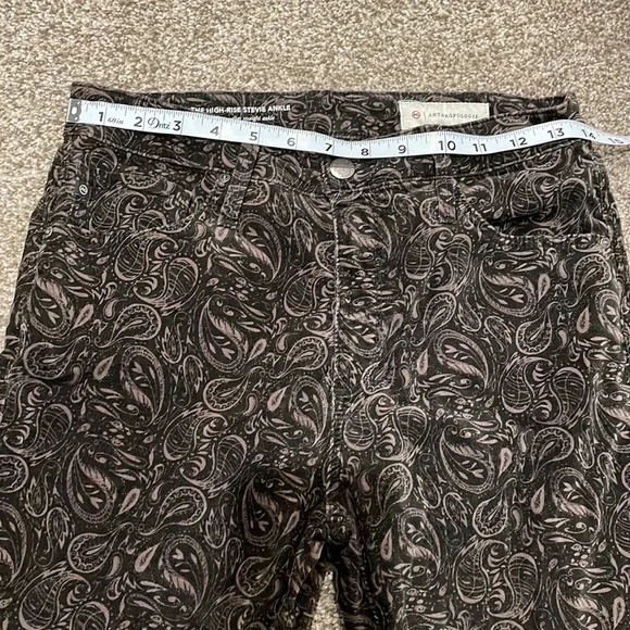 AG for Anthropologie paisley print velvet The Stevie High Waist ankle pant 29 - Picture 10 of 12